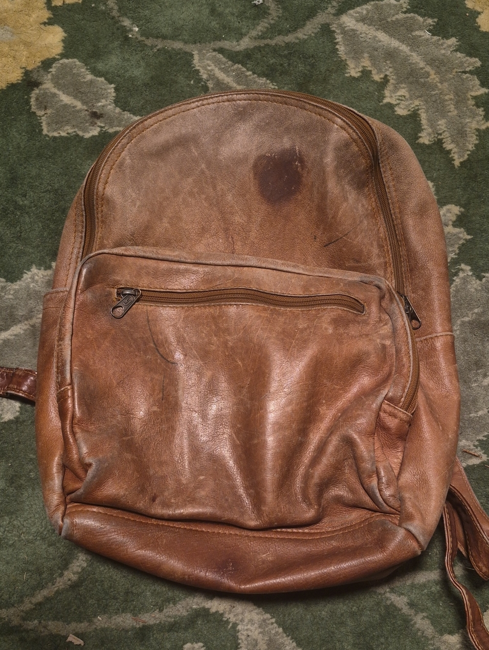 Men's Vintage-Style Brown Leather Backpack - Casual Daypack